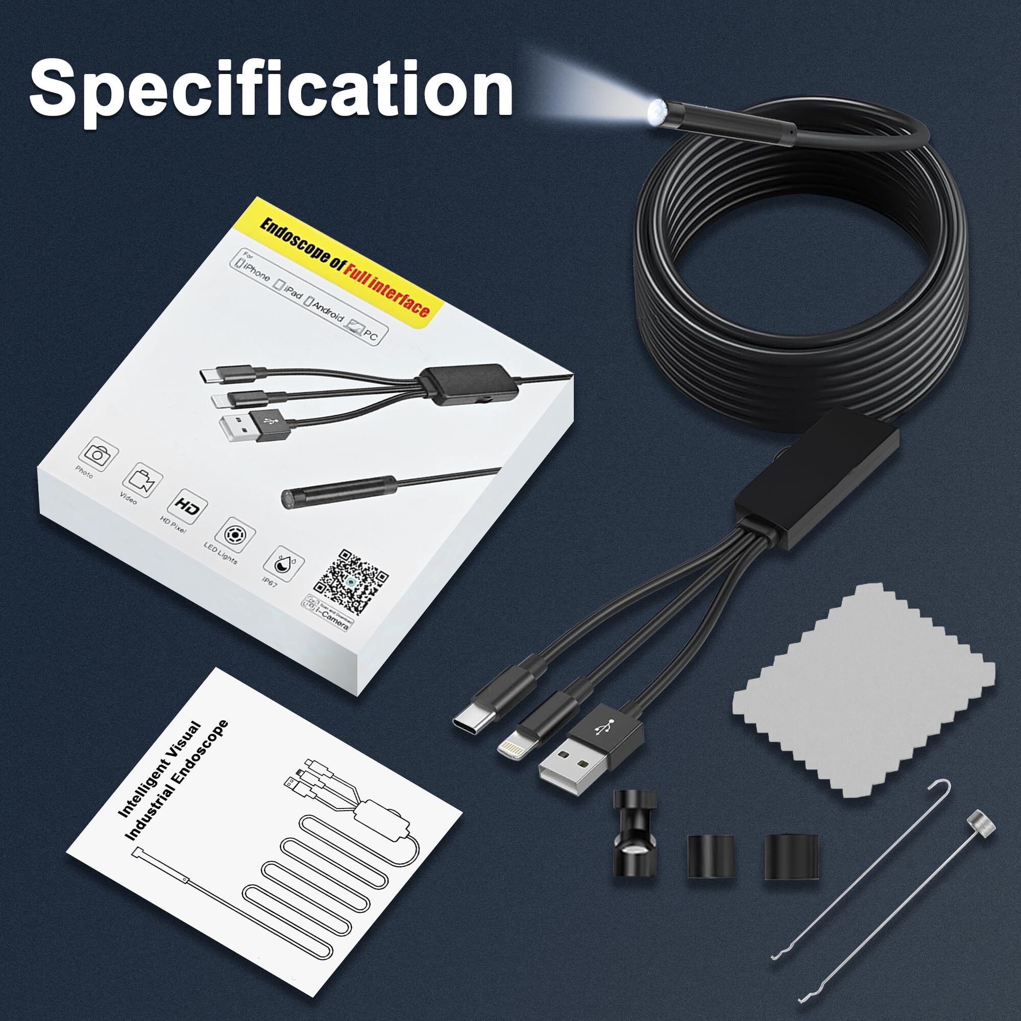 New Arrival 3 in 1 1080P Indus - Endoscope Inspection Camera 评论和价格